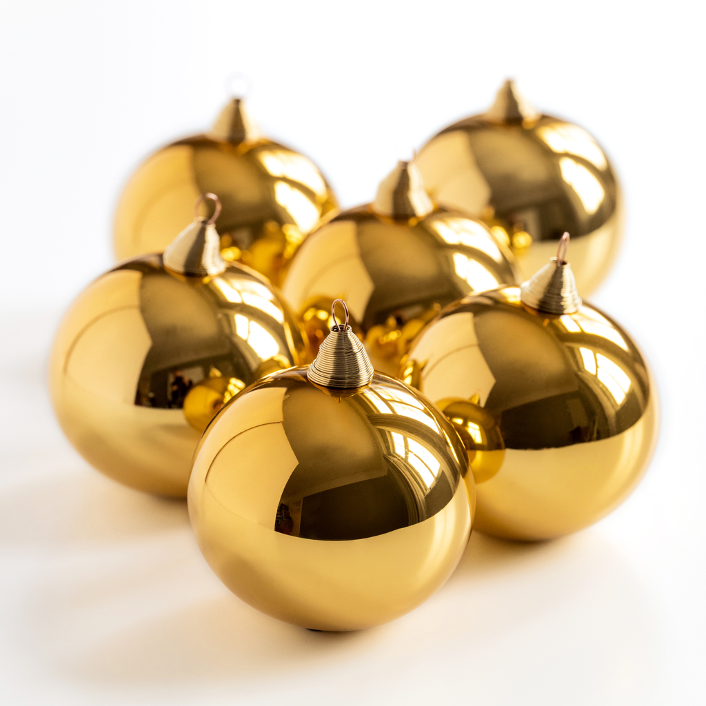 4 Lauschaer Weihnachtskugeln Gold 10 cm 4 Lauschaer Weihnachtskugeln Gold 10 cm