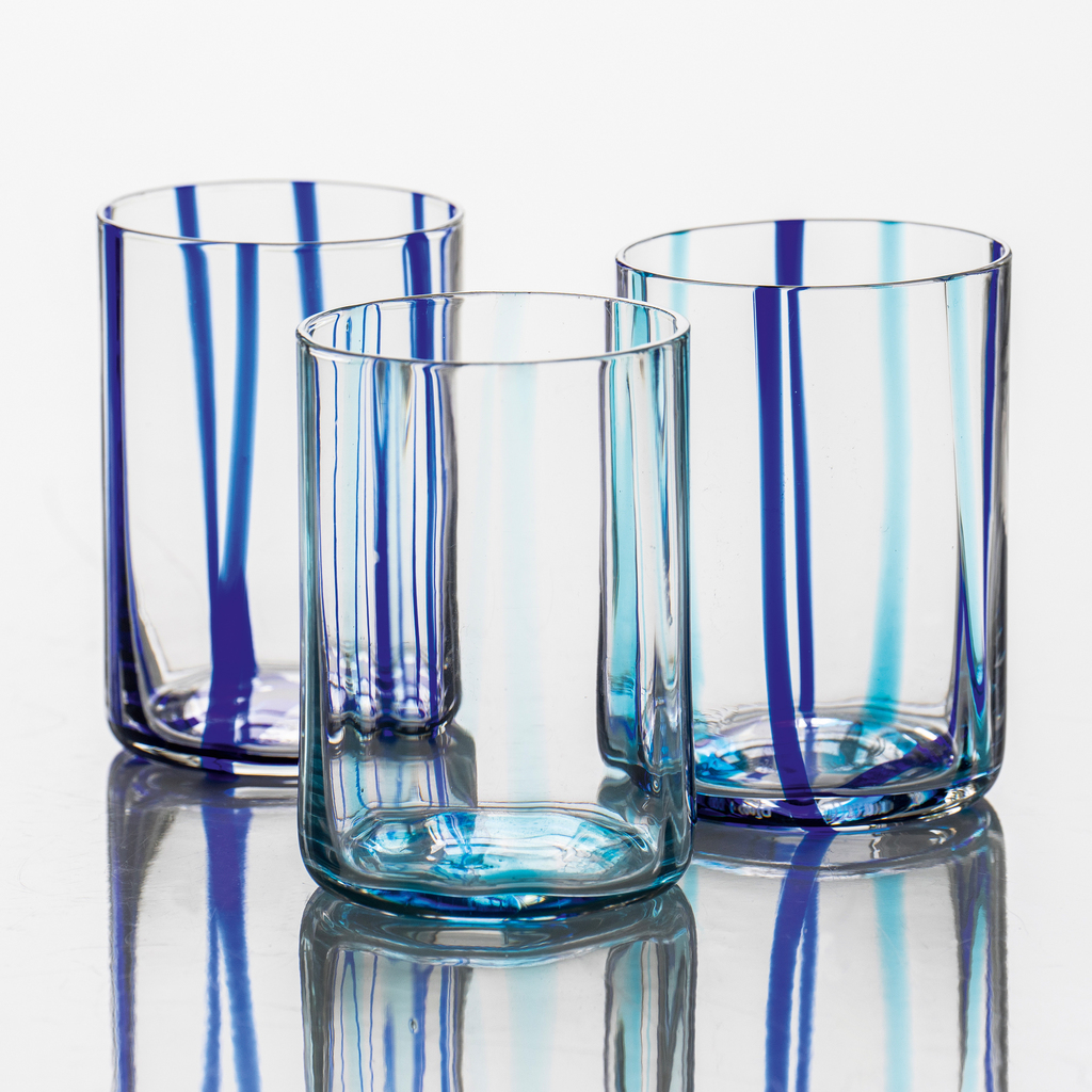 Zafferano Trinkglas Streifen Aquamarin 6er-Set - 3
