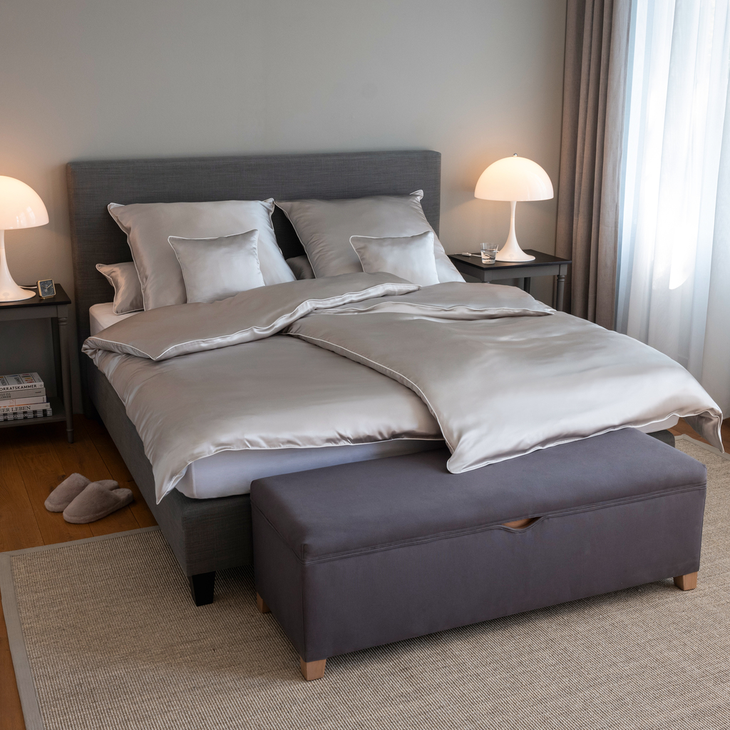 Seidenbettwäsche Braganza Silbergrau 135 x 200 cm - 4 Seidenbettwäsche Braganza Silbergrau 135 x 200 cm - 4