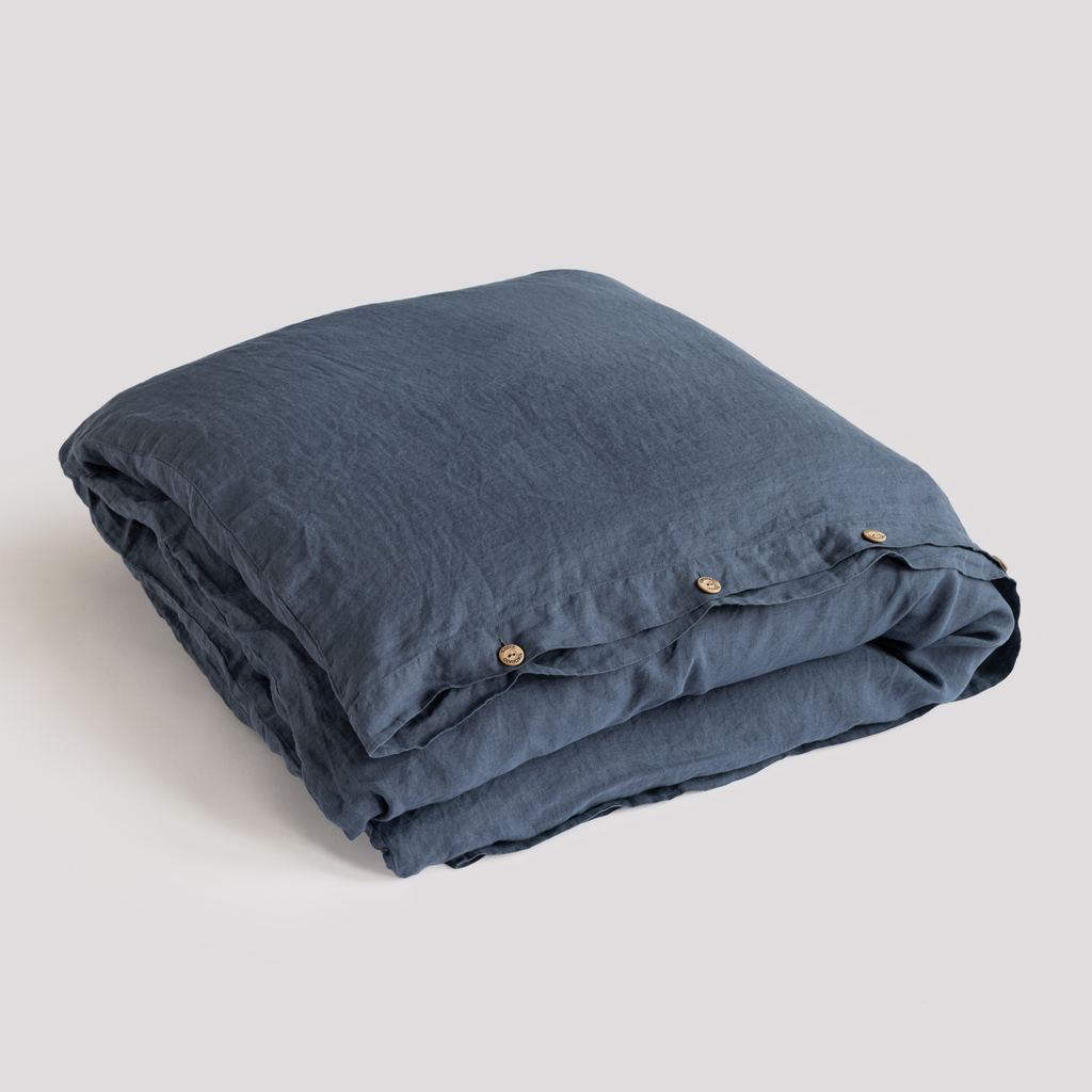 Leinenbettwäsche Stonewashed Louredo Blau 155 x 220 cm Leinenbettwäsche Stonewashed Louredo Blau 155 x 220 cm