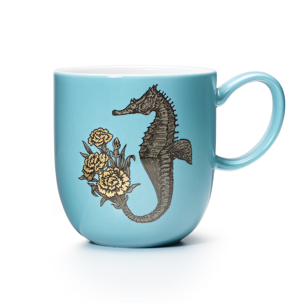 Somerset Kaffeebecher Seepferdchen auf türkisem Grund Somerset Kaffeebecher Seepferdchen auf türkisem Grund