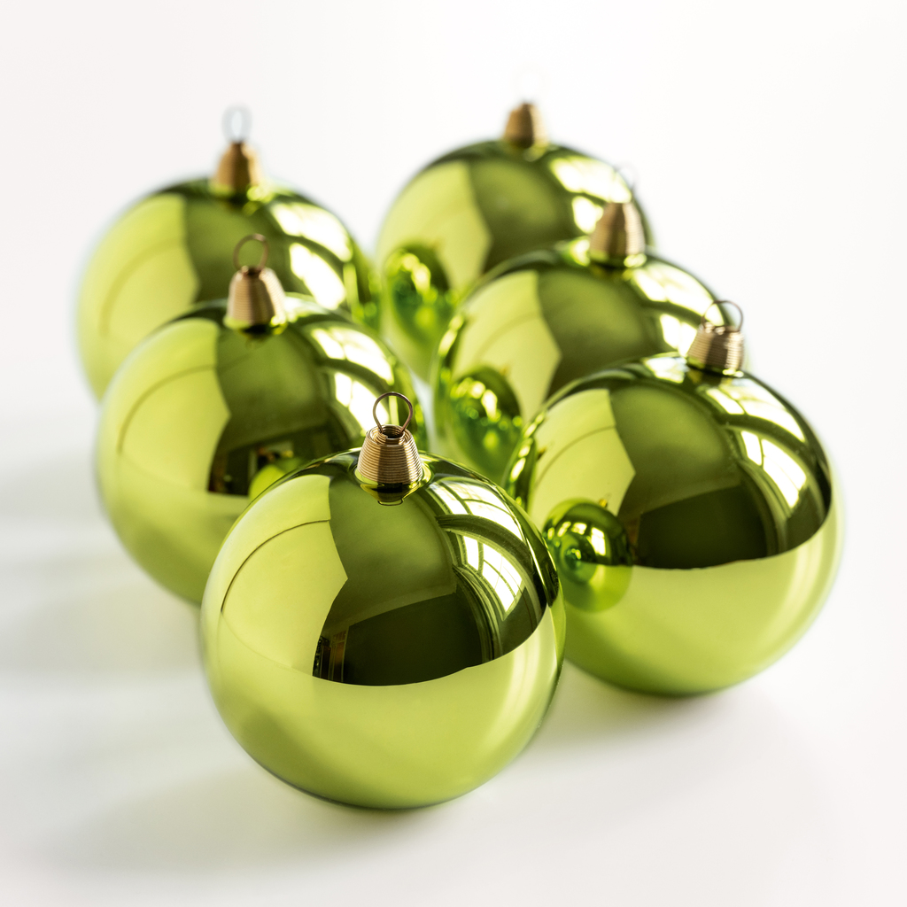 6 Lauschaer Weihnachtskugeln Jade/Lime 8 cm 6 Lauschaer Weihnachtskugeln Jade/Lime 8 cm