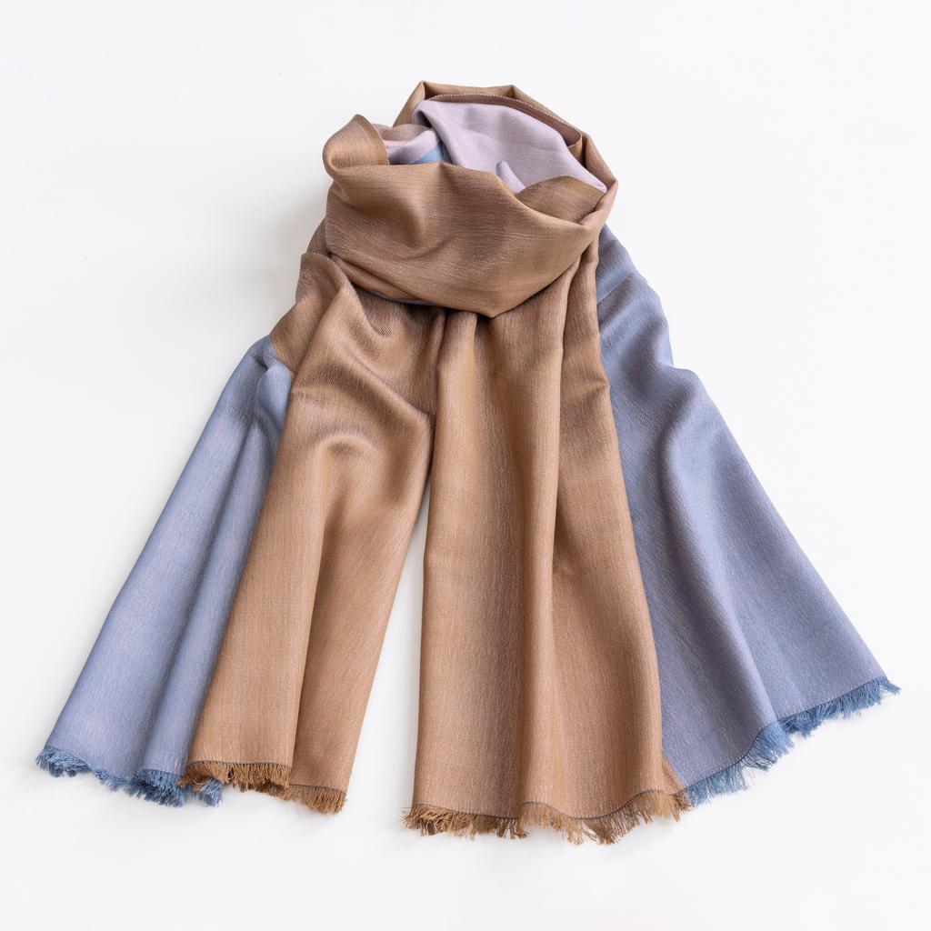 Nsija Seidenwollschal off white-pink/bleu-mustard Nsija Seidenwollschal off white-pink/bleu-mustard