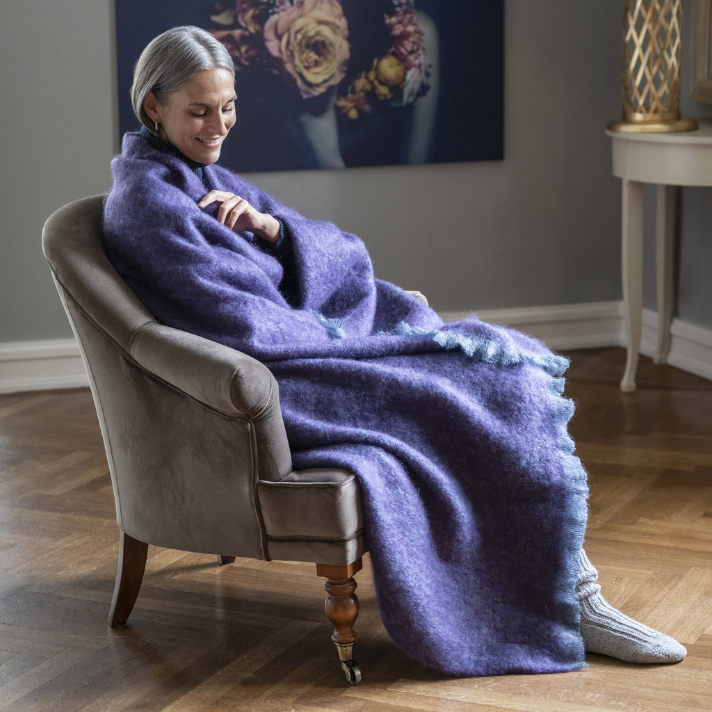 Cushendale: Mohair-Plaid aus Irland Aubergine - 3