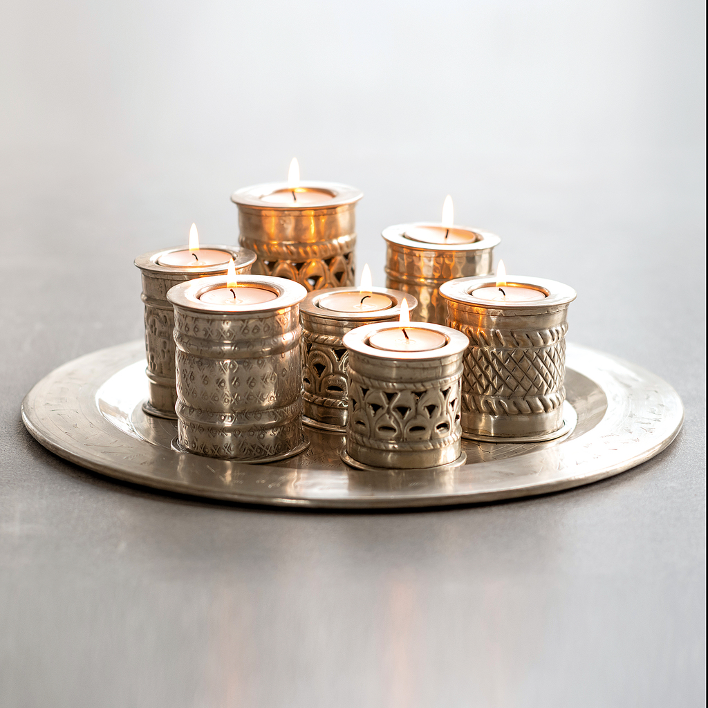Kerzentablett Marrakesch Messing versilbert Kerzentablett Marrakesch Messing versilbert