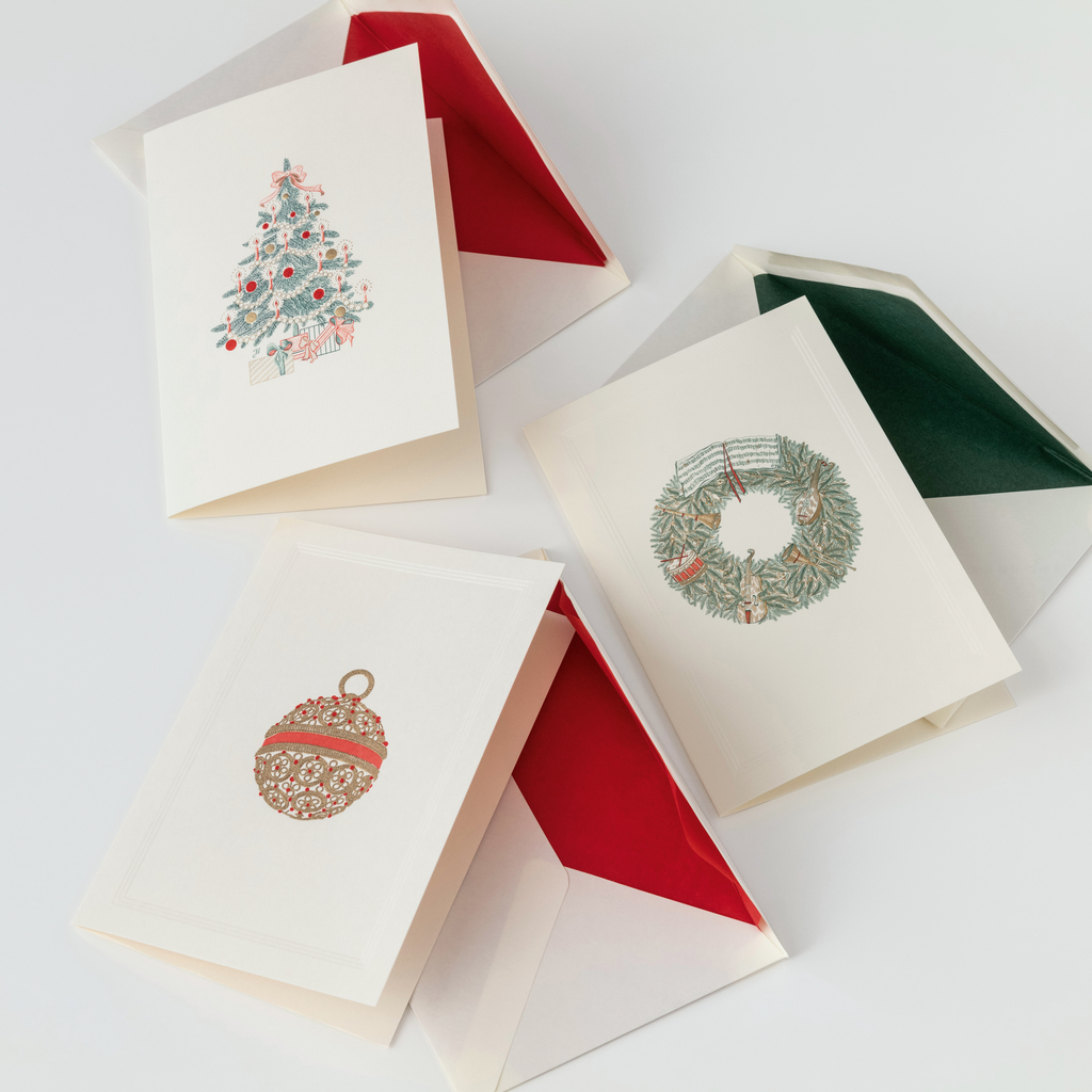 Weihnachtskarte Stahlstich von Crown Mill Tannenbaum - 2