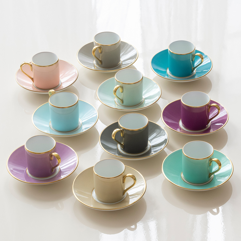 Porcelaine de Limoges Mokkatasse mit Golddekor Mausgrau - 2