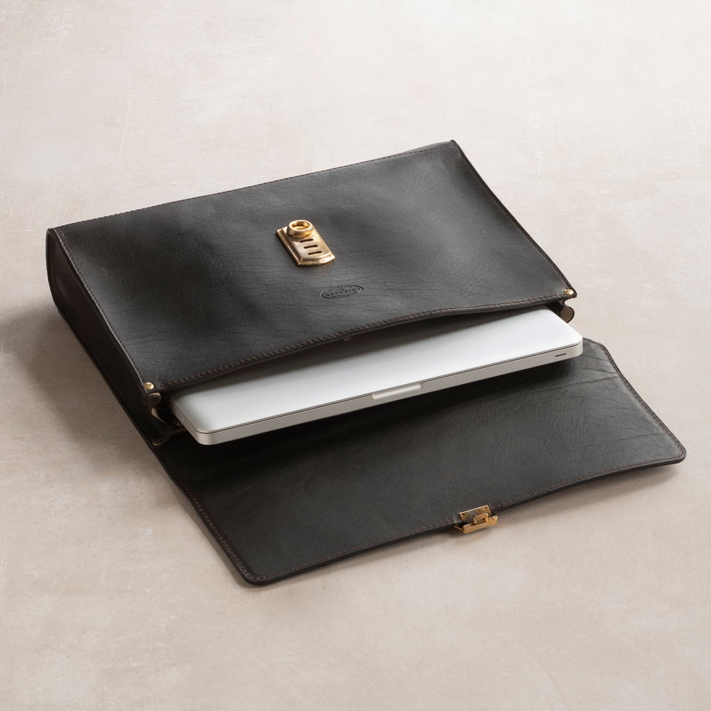 Hammann Underarm Document Case aus Stierleder Dunkelbraun - 4