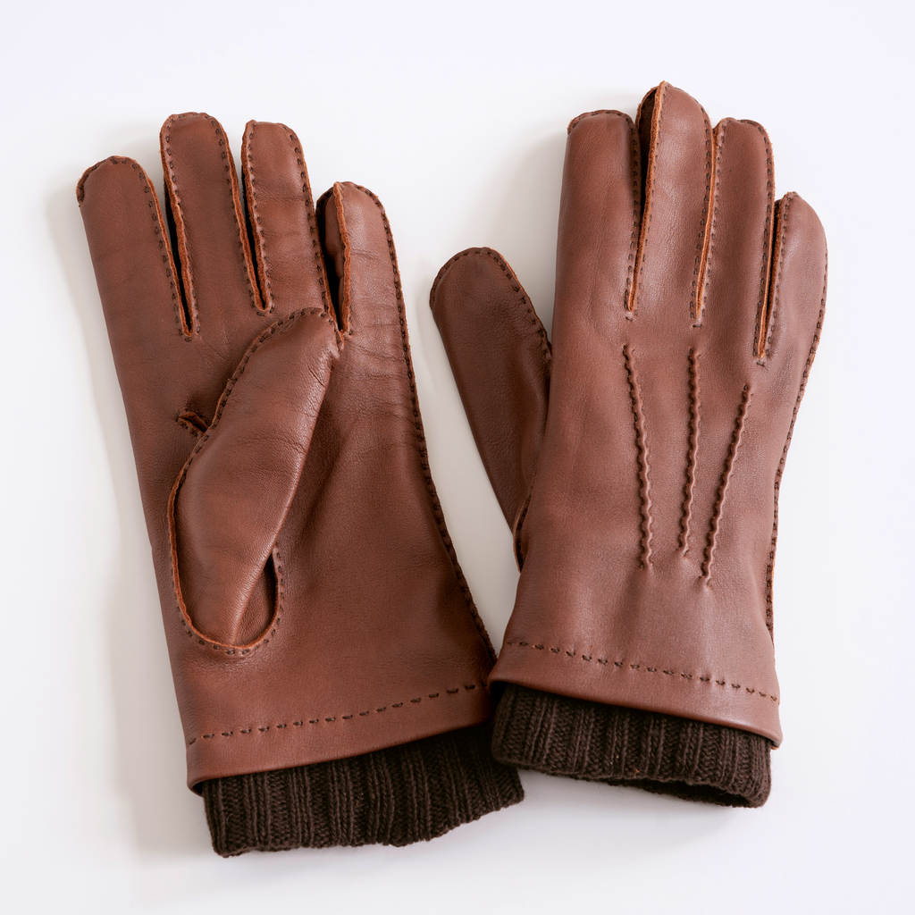 Herrenhandschuhe mit Stulpe braun/dunkelbrau Gr.9,5