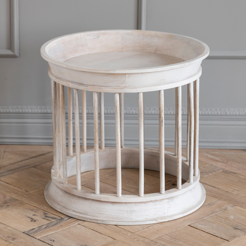 Beistelltisch Cage Mango geweißt - 2 Beistelltisch Cage Mango geweißt - 2