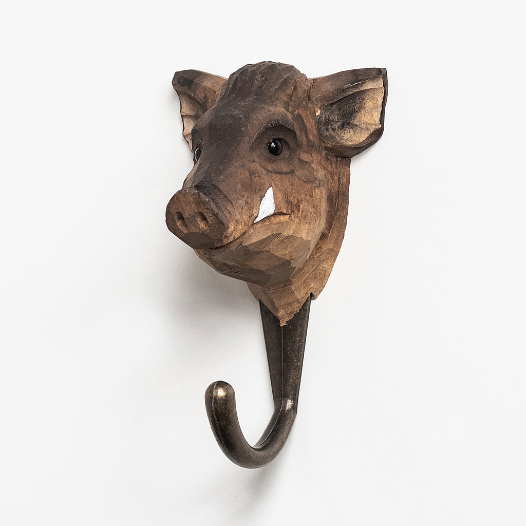 Handgeschnitzter Kleiderhaken Wildschwein Handgeschnitzter Kleiderhaken Wildschwein