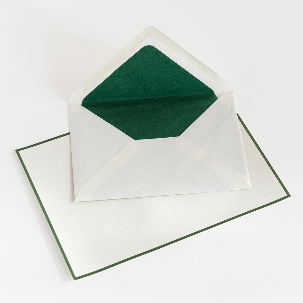 25 A5 Briefbögen & Umschläge Crown Mill Creme/Grün 25 A5 Briefbögen & Umschläge Crown Mill Creme/Grün