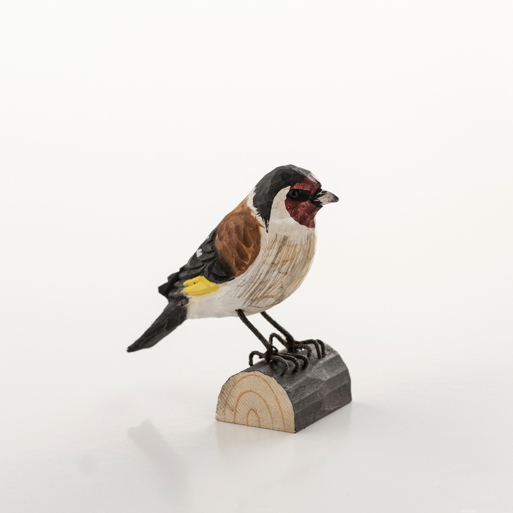 Handgeschnitzter Dekovogel Stieglitz Handgeschnitzter Dekovogel Stieglitz