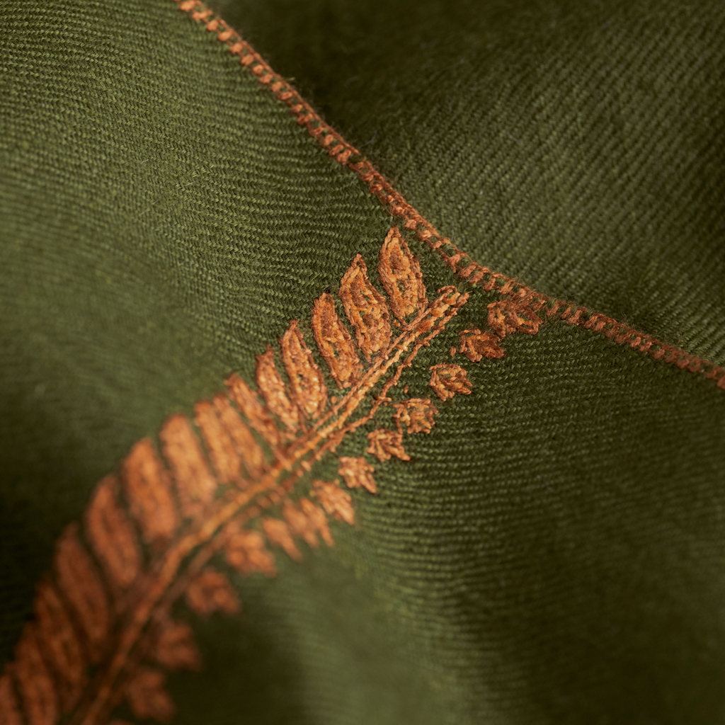 Kashmir Loom Faizan Schal Orange / Grün - 3