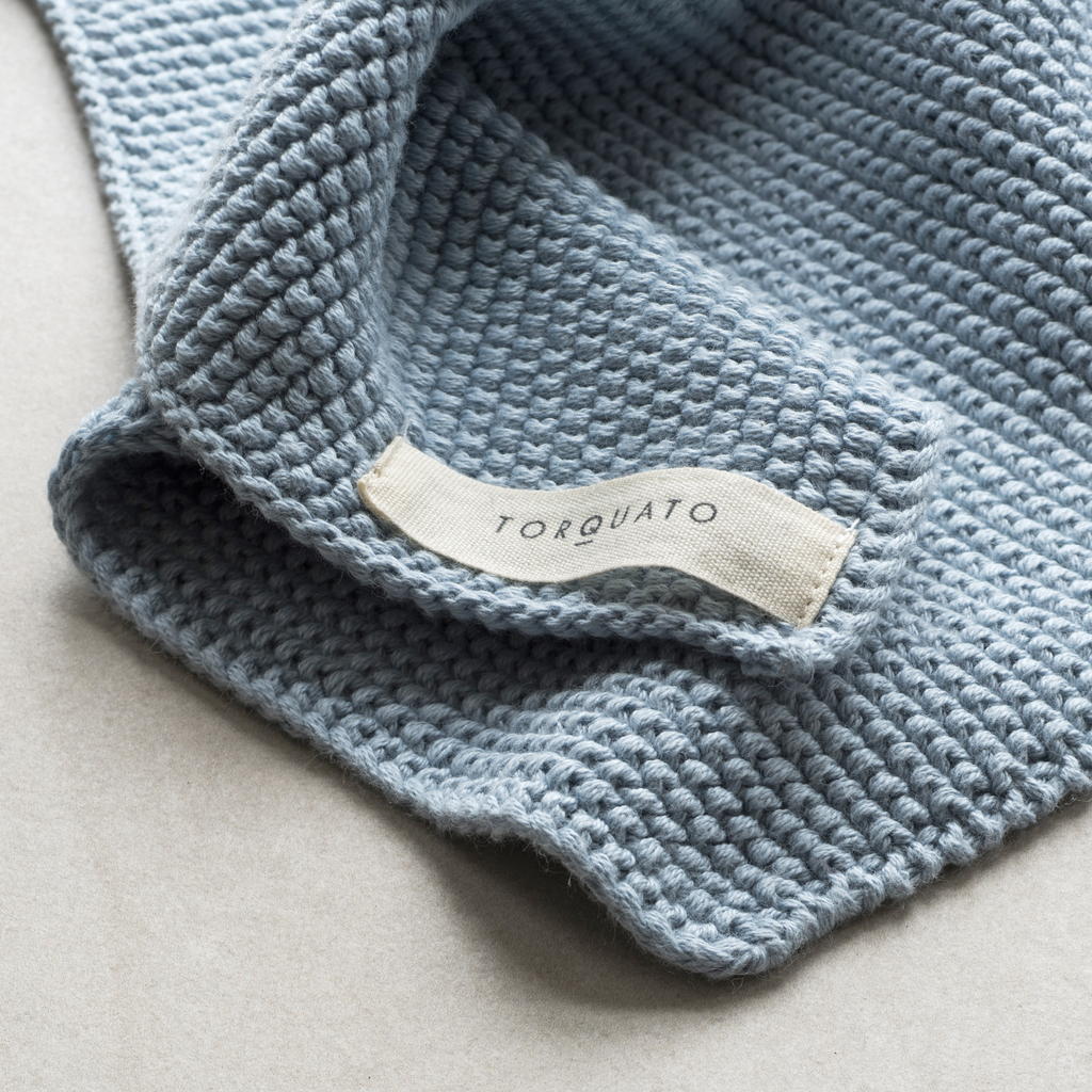 Gestrickte Wischtücher Blaumeliert - 5 Gestrickte Wischtücher Blaumeliert - 5