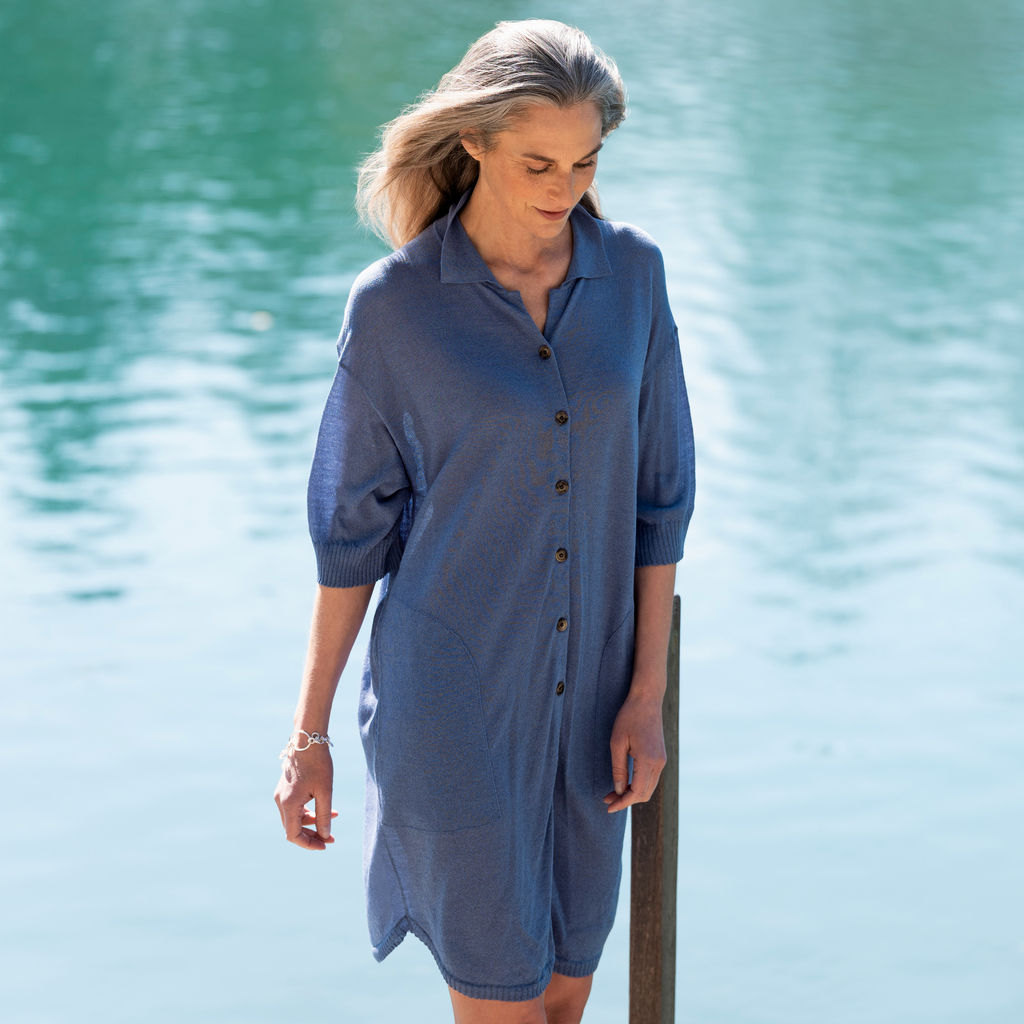 Sunday in Bed X Torquato Kleid Genevieve Dusty Blue L Sunday in Bed X Torquato Kleid Genevieve Dusty Blue L