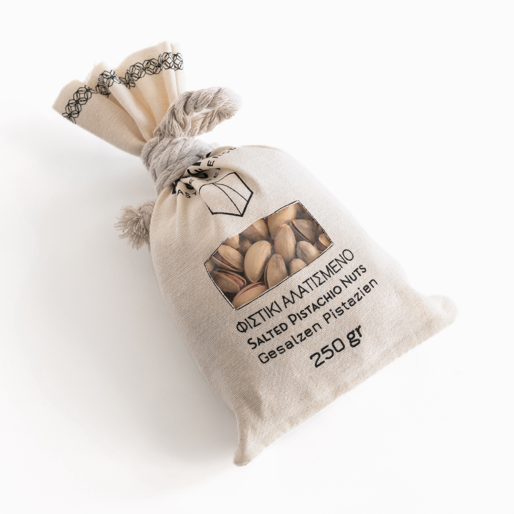 Griechische Pistazien im Leinensäckchen Griechische Pistazien im Leinensäckchen