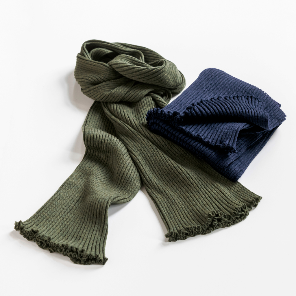 Rippenstrickschal aus reiner Wolle Marine - 2