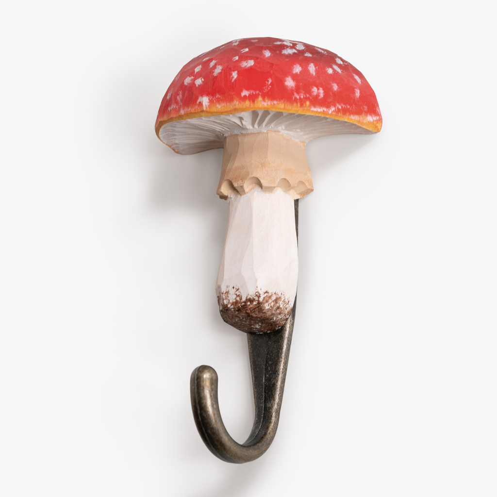 Handgeschnitzter Kleiderhaken Fliegenpilz