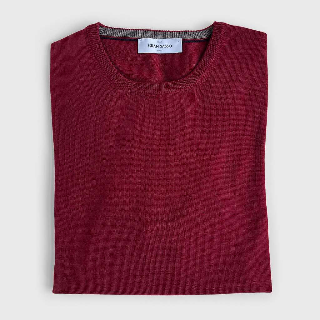 Gran Sasso Rundhals Pullover Burgund Gr. 48