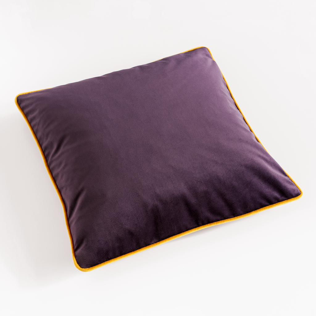 Samt-Kissenhülle Audrey mit Füllung Lila / Gelb Samt-Kissenhülle Audrey mit Füllung Lila / Gelb