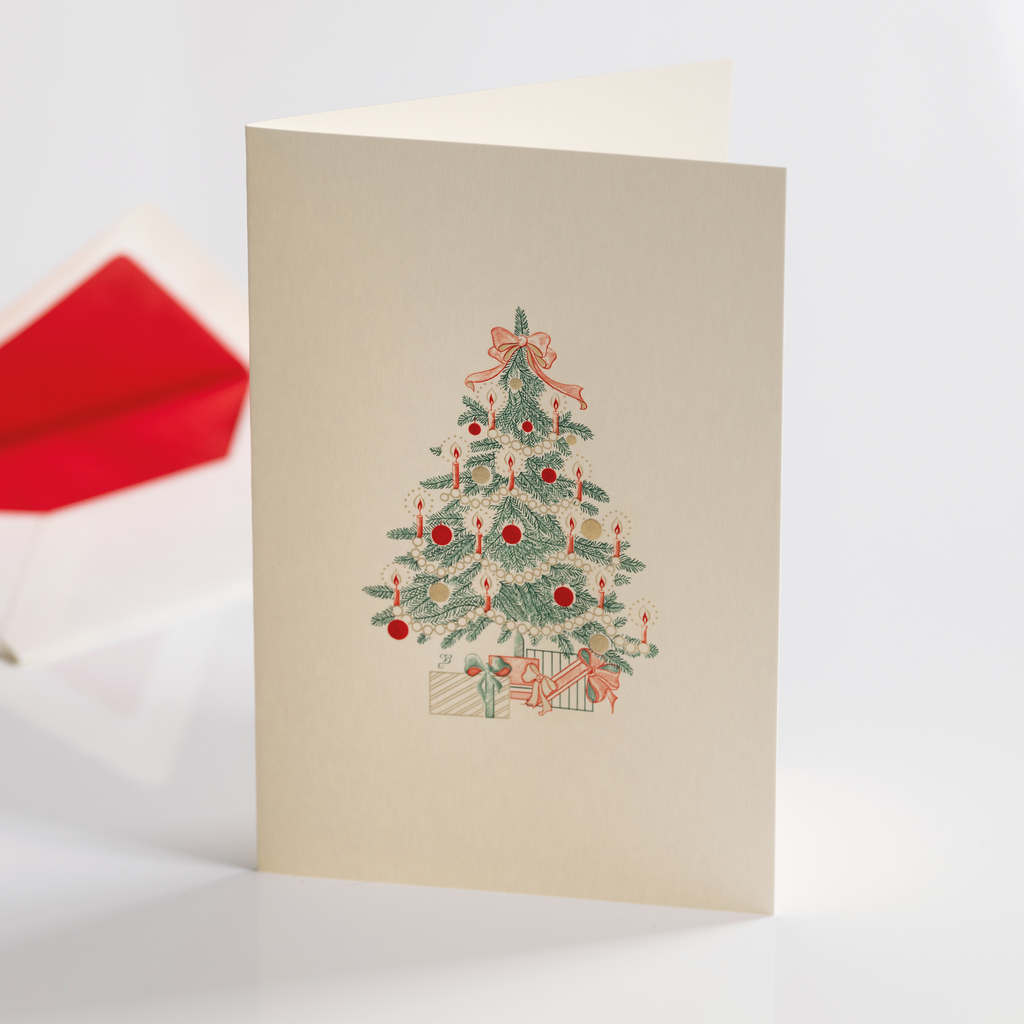 Weihnachtskarte Stahlstich von Crown Mill Tannenbaum Weihnachtskarte Stahlstich von Crown Mill Tannenbaum