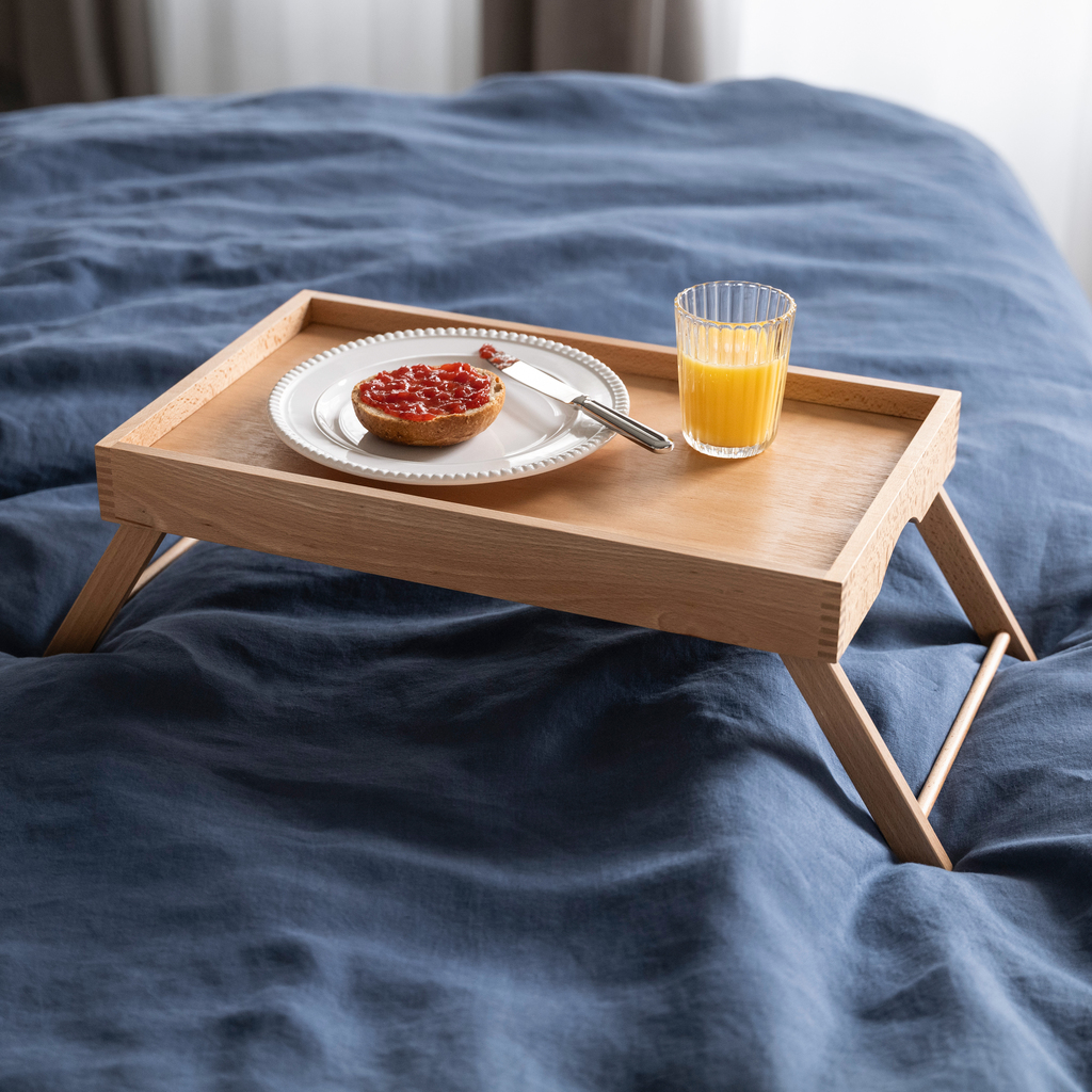 Betttablett Buche Klarlack