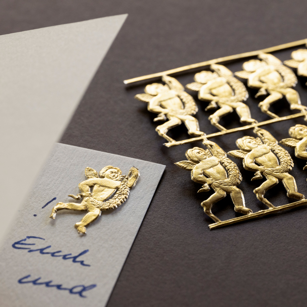 Dresdner Pappen: Goldgeprägte Weihnachtsgrüße - 4 Dresdner Pappen: Goldgeprägte Weihnachtsgrüße - 4