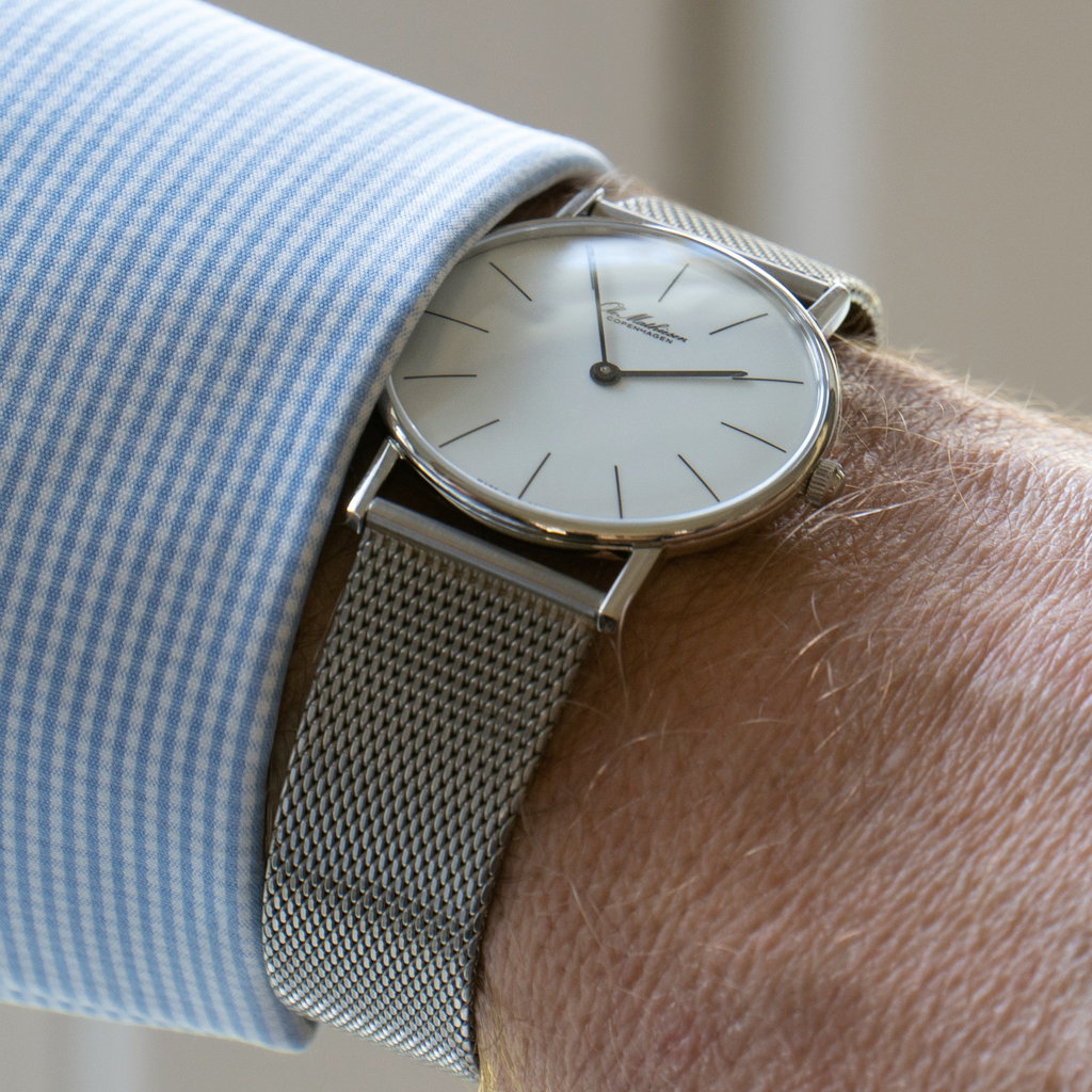 Ole Mathiesen Armbanduhr 1962 Classic 33 silber/weiß - 2