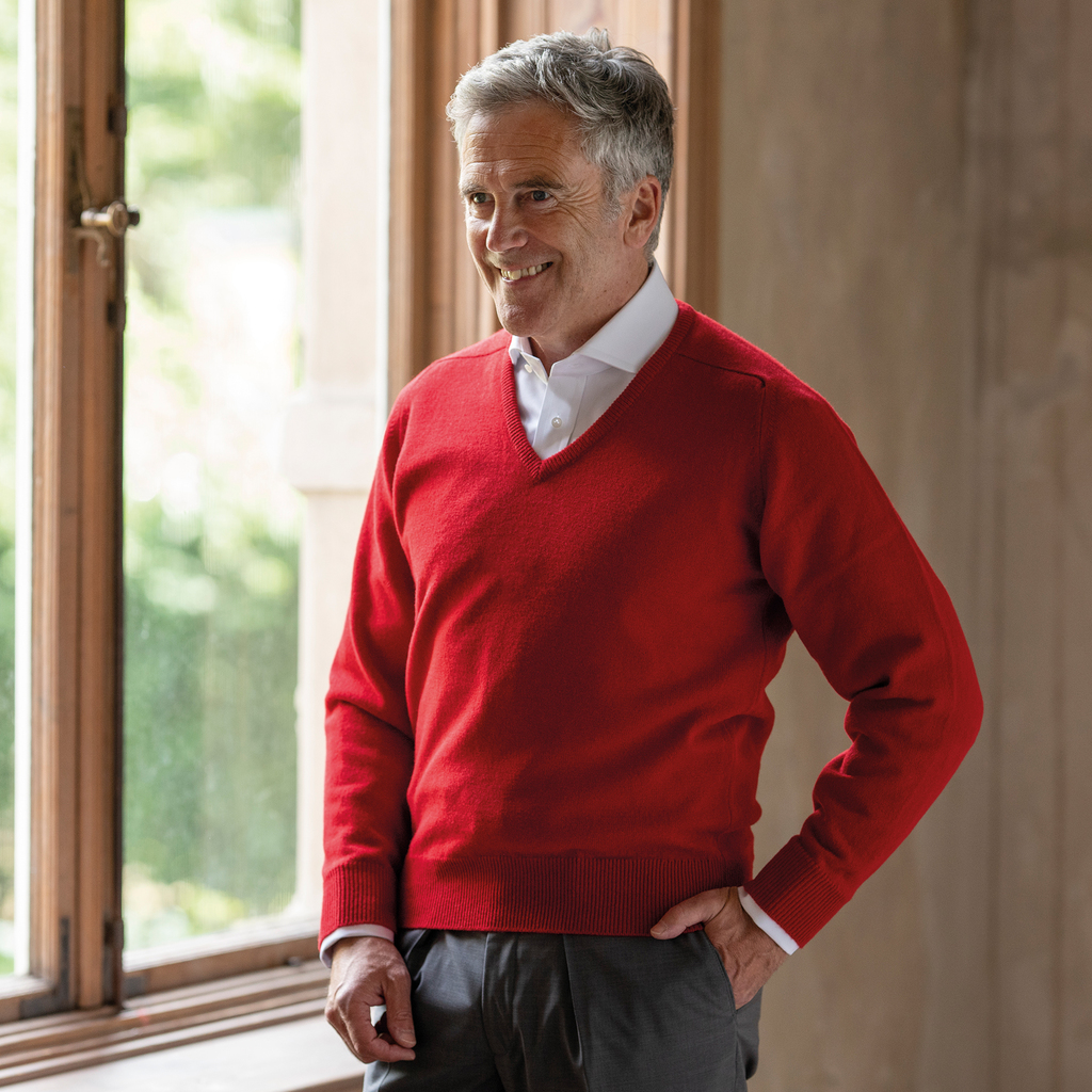 Lambswool-Pullover mit V-Ausschnitt Navy Gr. 54 - 2