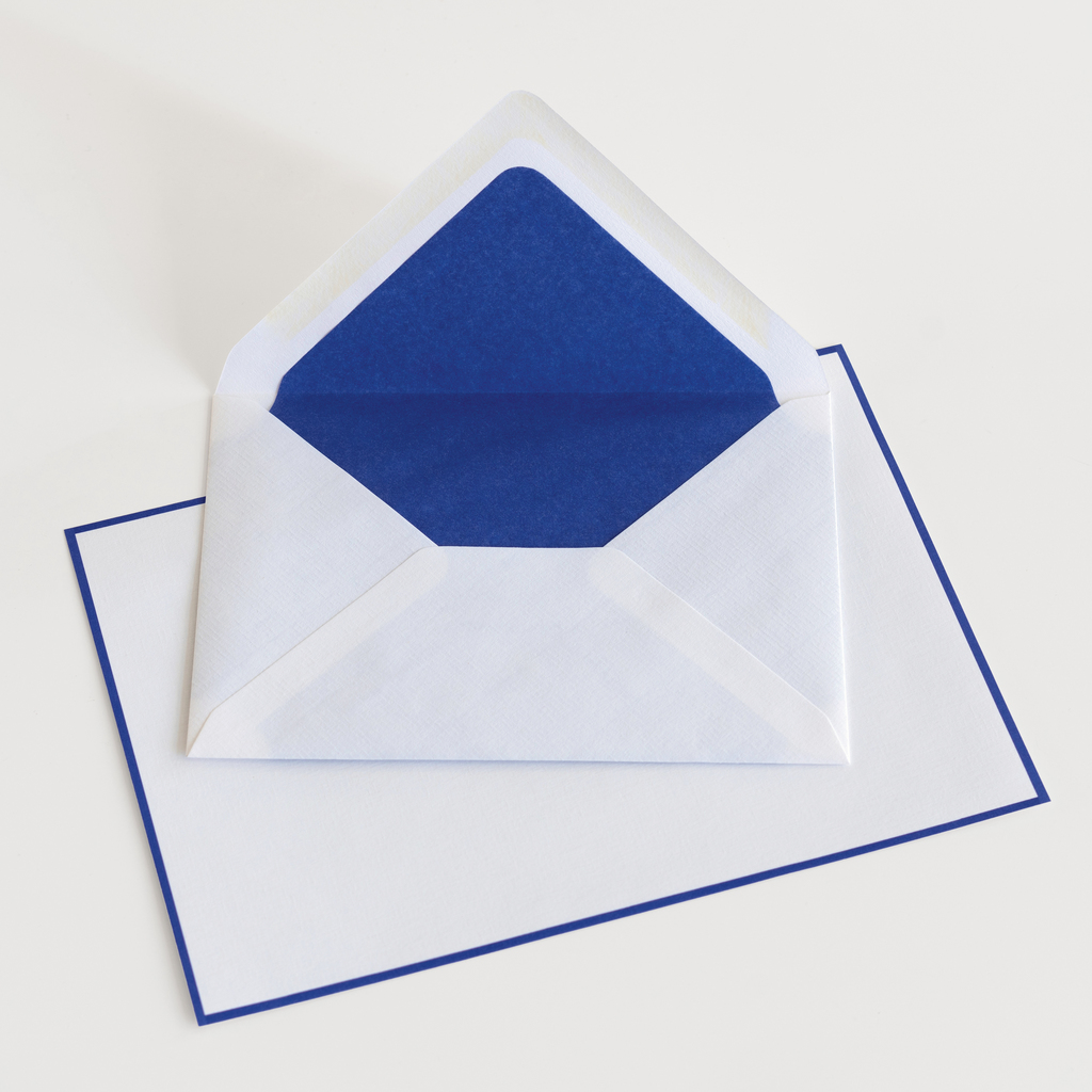 25 A5 Briefbögen & Umschläge Crown Mill Weiß/Königsblau