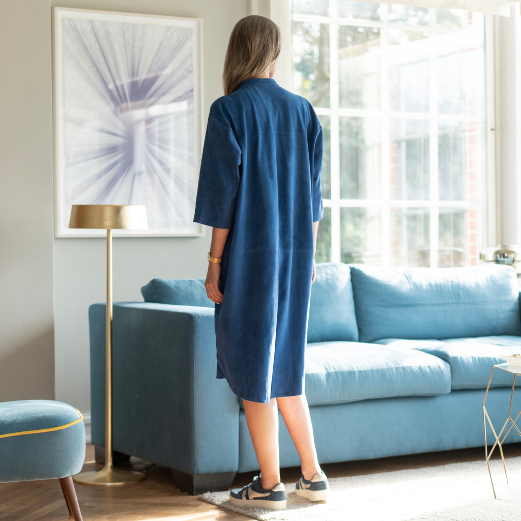Depeche Wildlederkleid Blau Gr. 38 - 3
