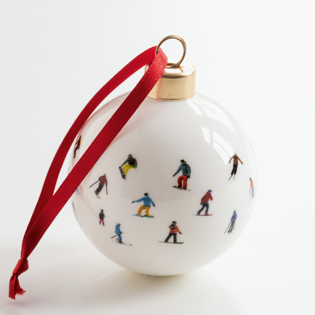 Bone China Christbaumanhänger Ski Chain Bone China Christbaumanhänger Ski Chain