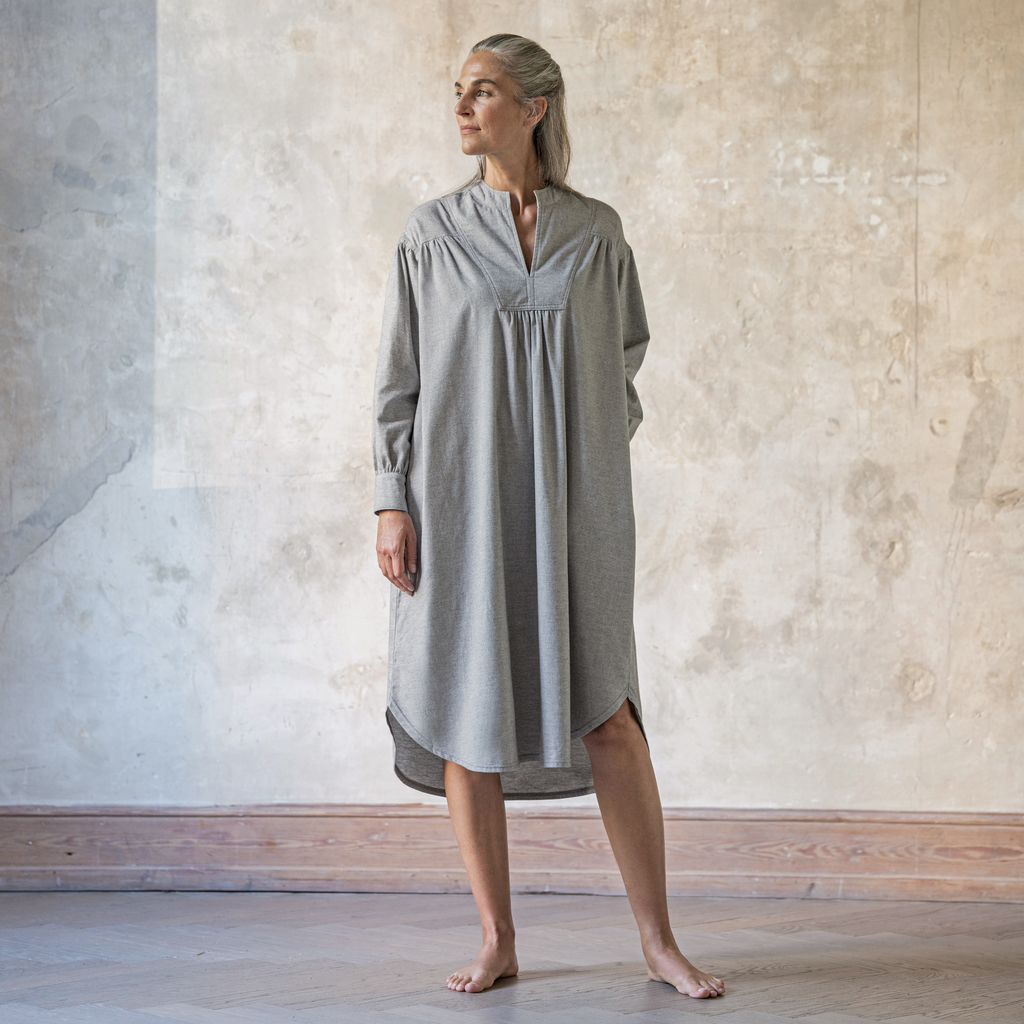 Sunday in Bed X Torquato Nachthemd Hailey Flanell Grau S - 2