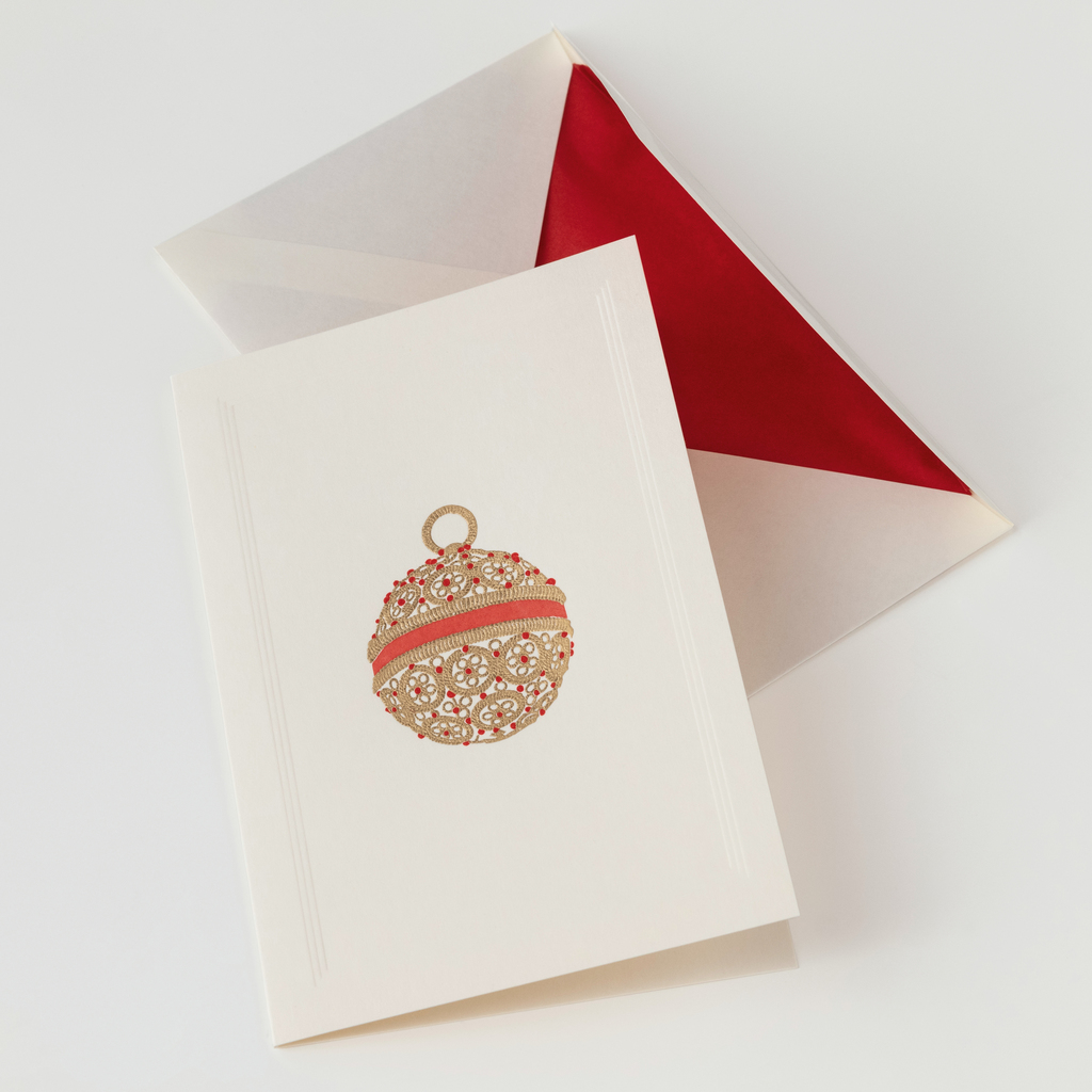 Weihnachtskarte Stahlstich von Crown Mill Christbaumkugel Weihnachtskarte Stahlstich von Crown Mill Christbaumkugel