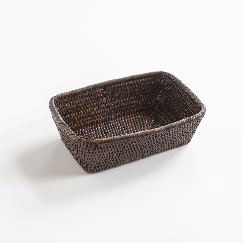 Kleiner Brotkorb Rattan Dunkel