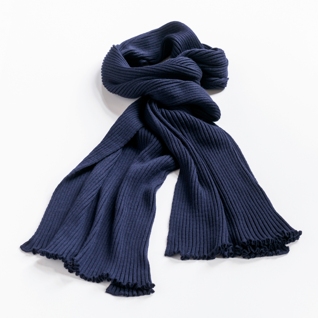 Rippenstrickschal aus reiner Wolle Oliv - 5