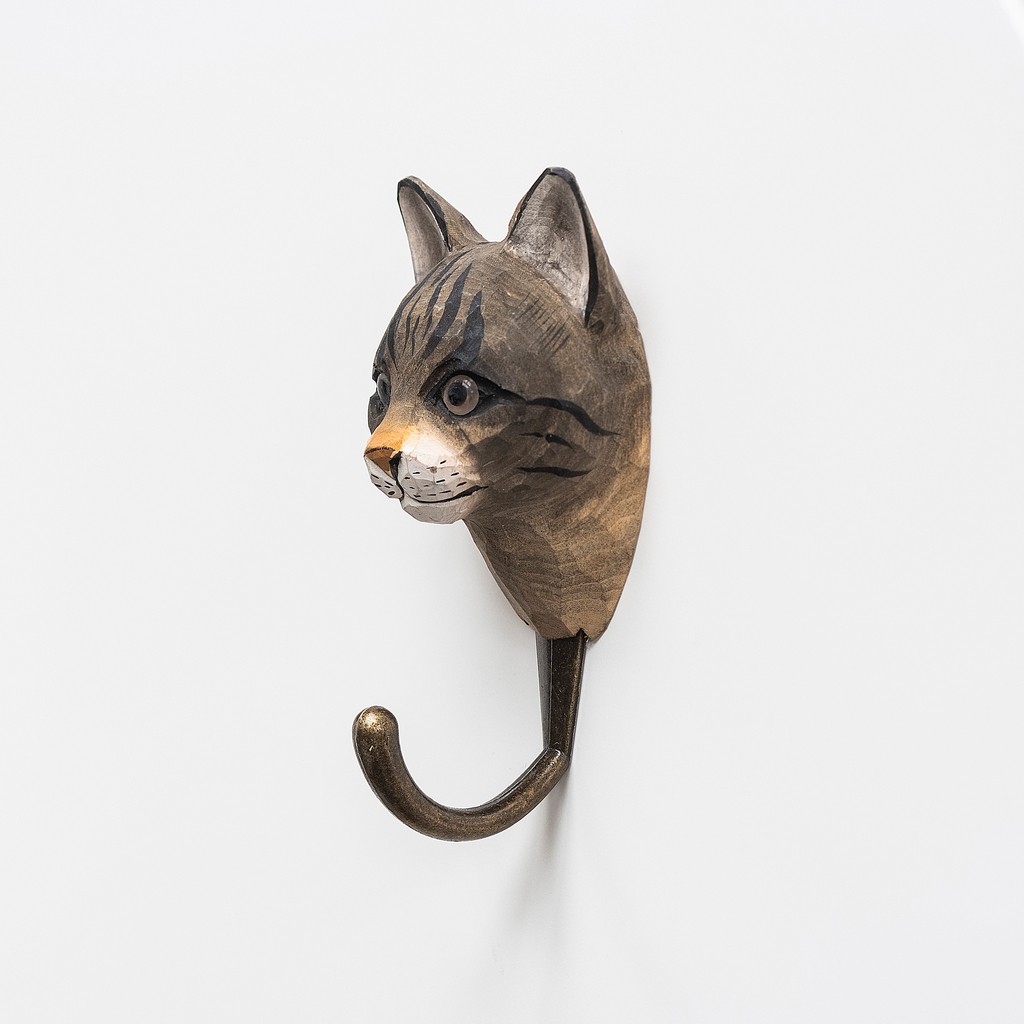 Handgeschnitzter Kleiderhaken Katze Handgeschnitzter Kleiderhaken Katze