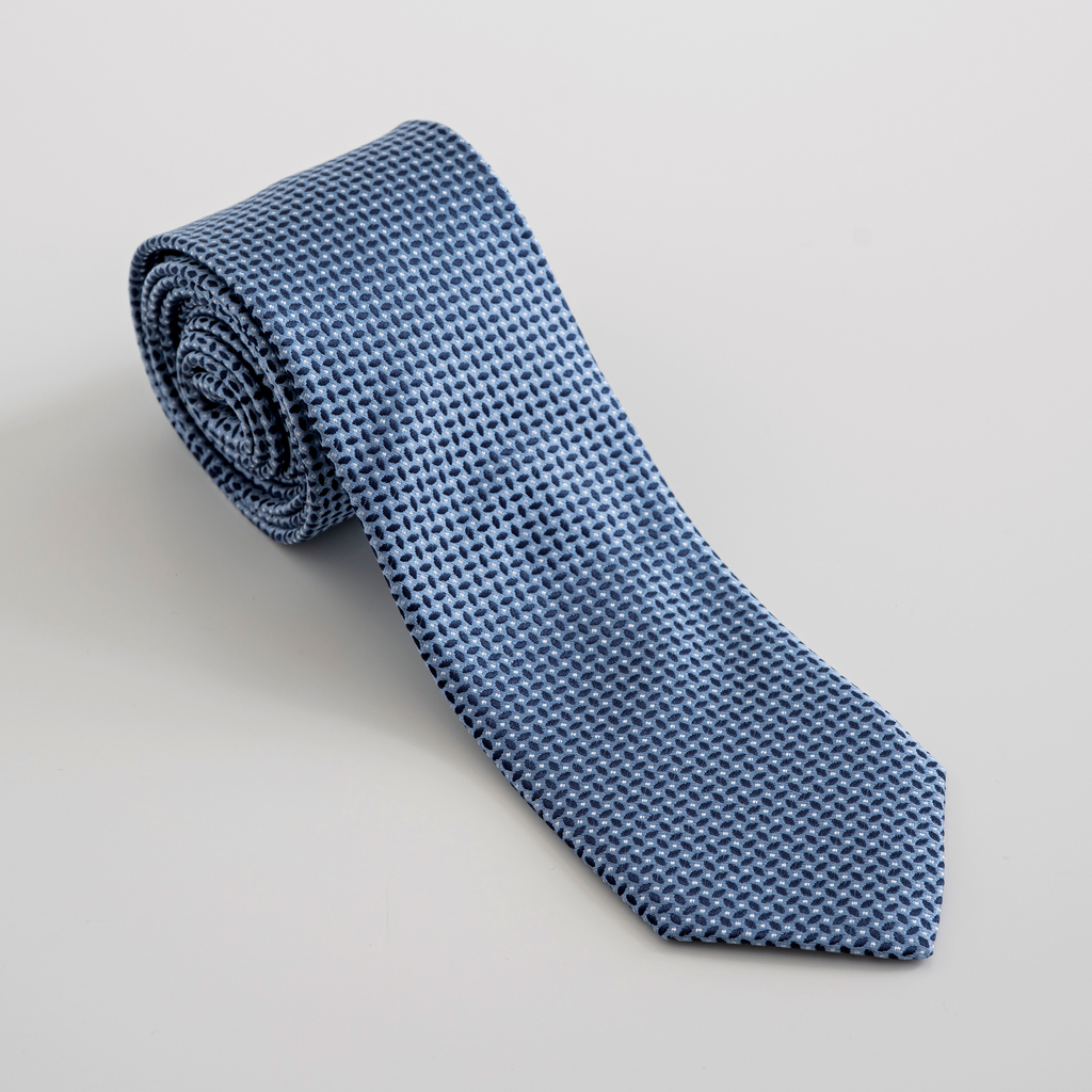 Krawatten vom Comer See Jacquardmuster auf blauem Grund Krawatten vom Comer See Jacquardmuster auf blauem Grund
