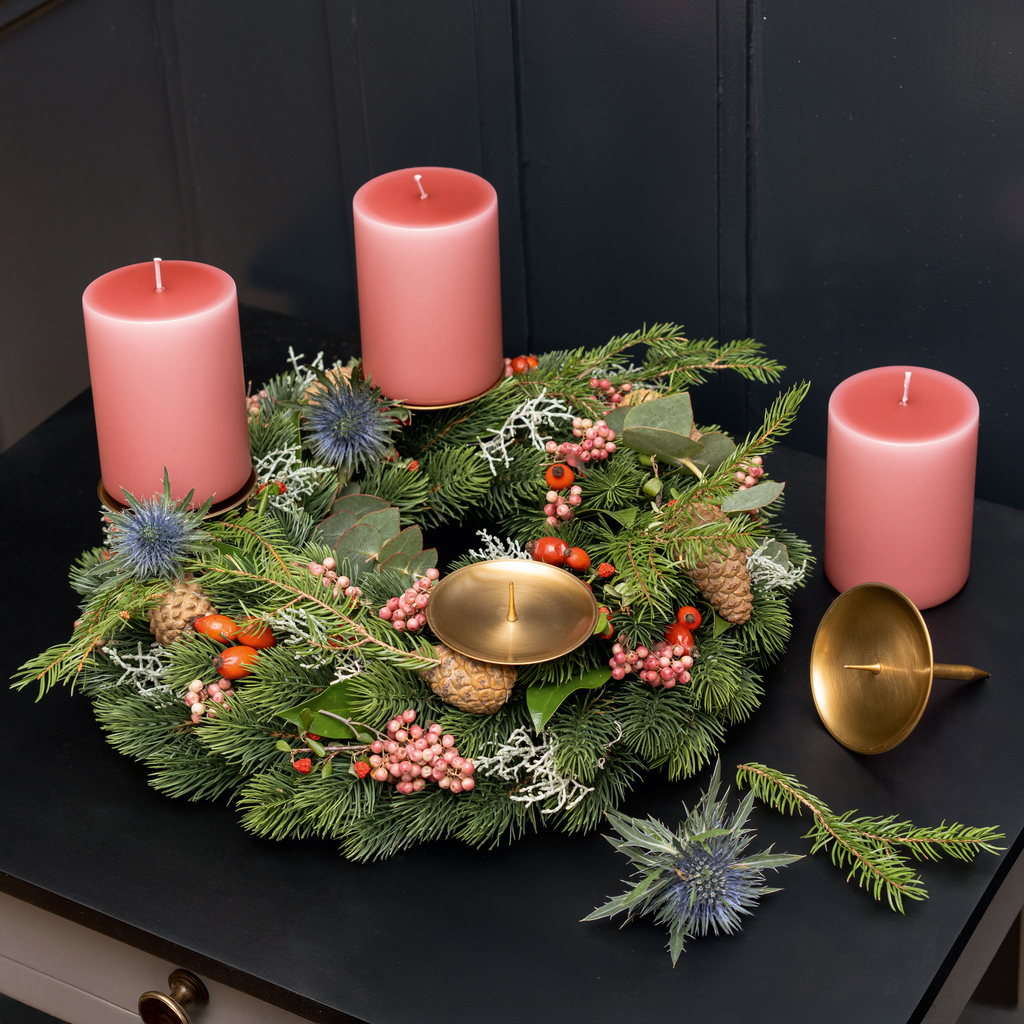 4 Messingkerzenhalter für Adventskranz Groß