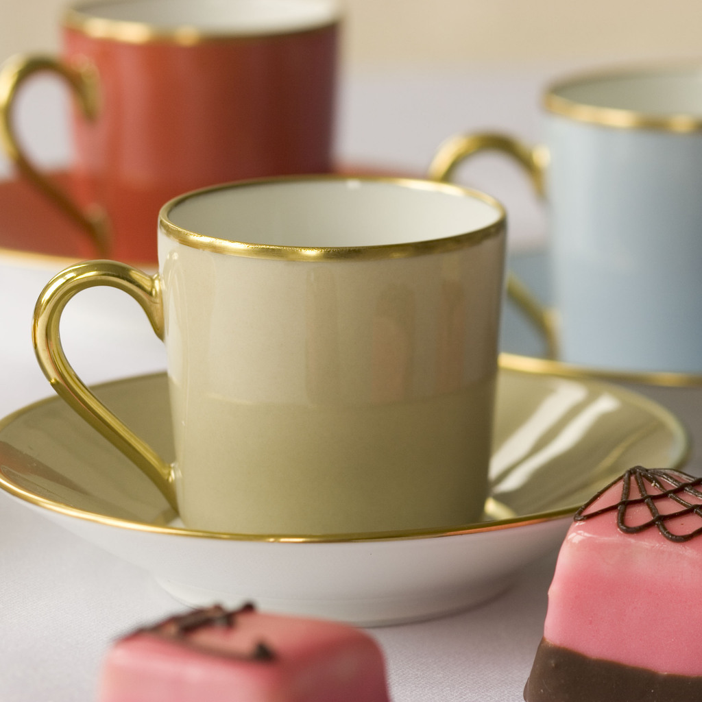 Porcelaine de Limoges Mokkatasse mit Golddekor Mausgrau - 4