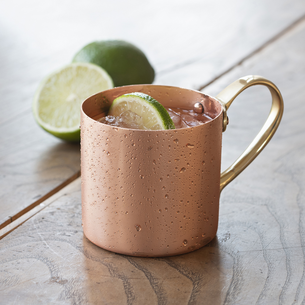 Moscow-Mule-Becher mit Messinghenkel ohne Gravur Moscow-Mule-Becher mit Messinghenkel ohne Gravur