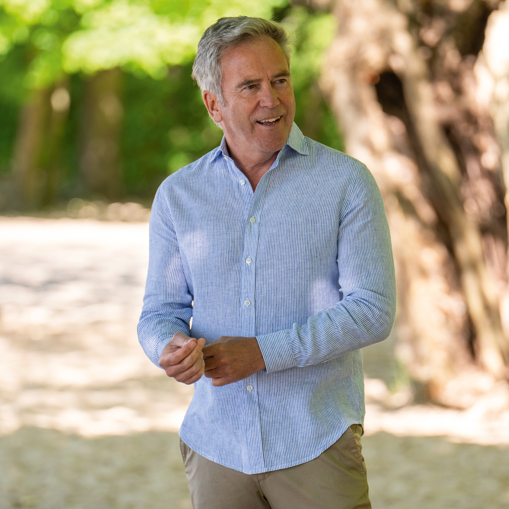 Ferreira de Almeida X Torquato Leinenhemd Blau gestreift S Ferreira de Almeida X Torquato Leinenhemd Blau gestreift S