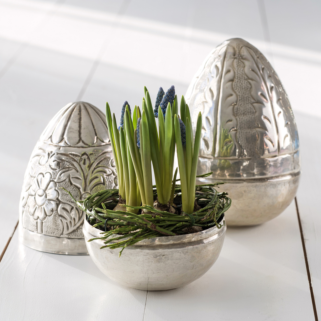 Versilberte Ostereier Set mit 2 großen Eiern - 2