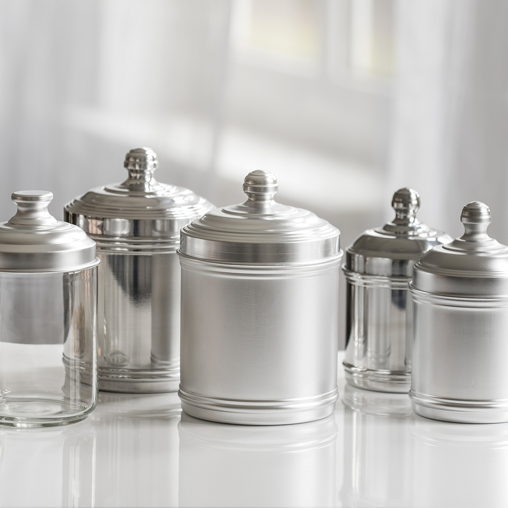 Italo Ottinetti Vorratsgefäße Aluminium glänzend groß - 2 Italo Ottinetti Vorratsgefäße Aluminium glänzend groß - 2