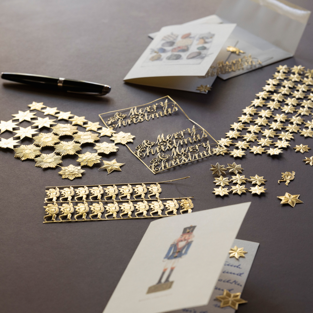 Dresdner Pappen: Goldgeprägte Weihnachtsgrüße - 2 Dresdner Pappen: Goldgeprägte Weihnachtsgrüße - 2