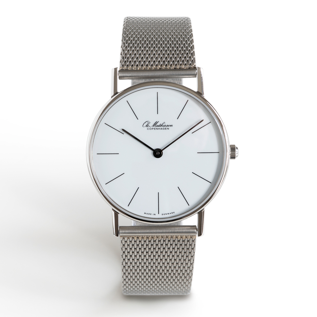 Ole Mathiesen Armbanduhr 1962 Classic 33 silber/blau - 4