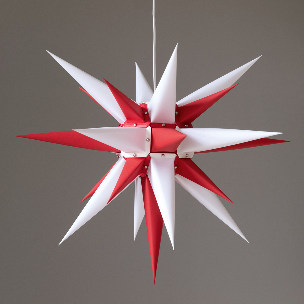 Herrnhuter Stern, Papier Weiß/Rot - 3