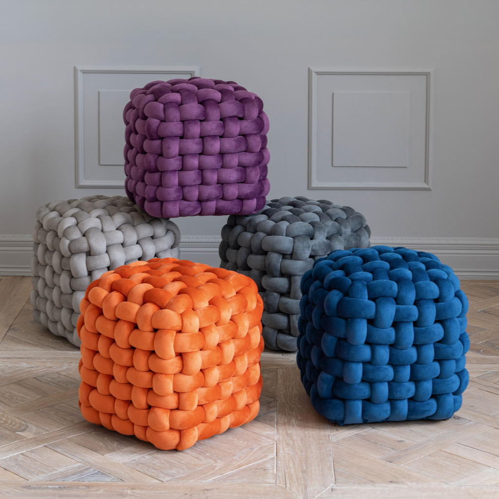 Samtpouf Knot Blau