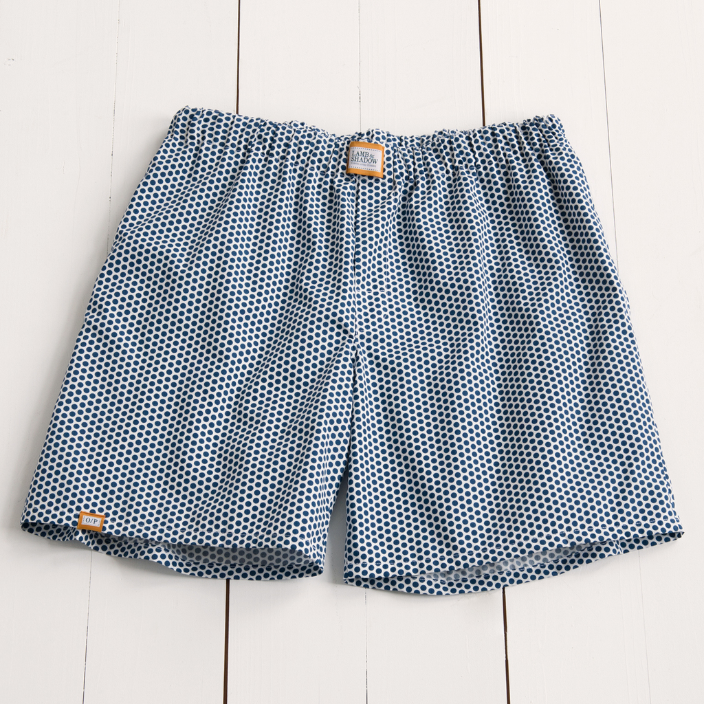 Lamb & Shadow Boxershorts Weiß mit blauen Punkten S Lamb & Shadow Boxershorts Weiß mit blauen Punkten S